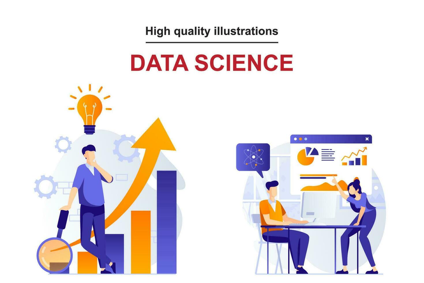 High Quality Data Science Illustration vector