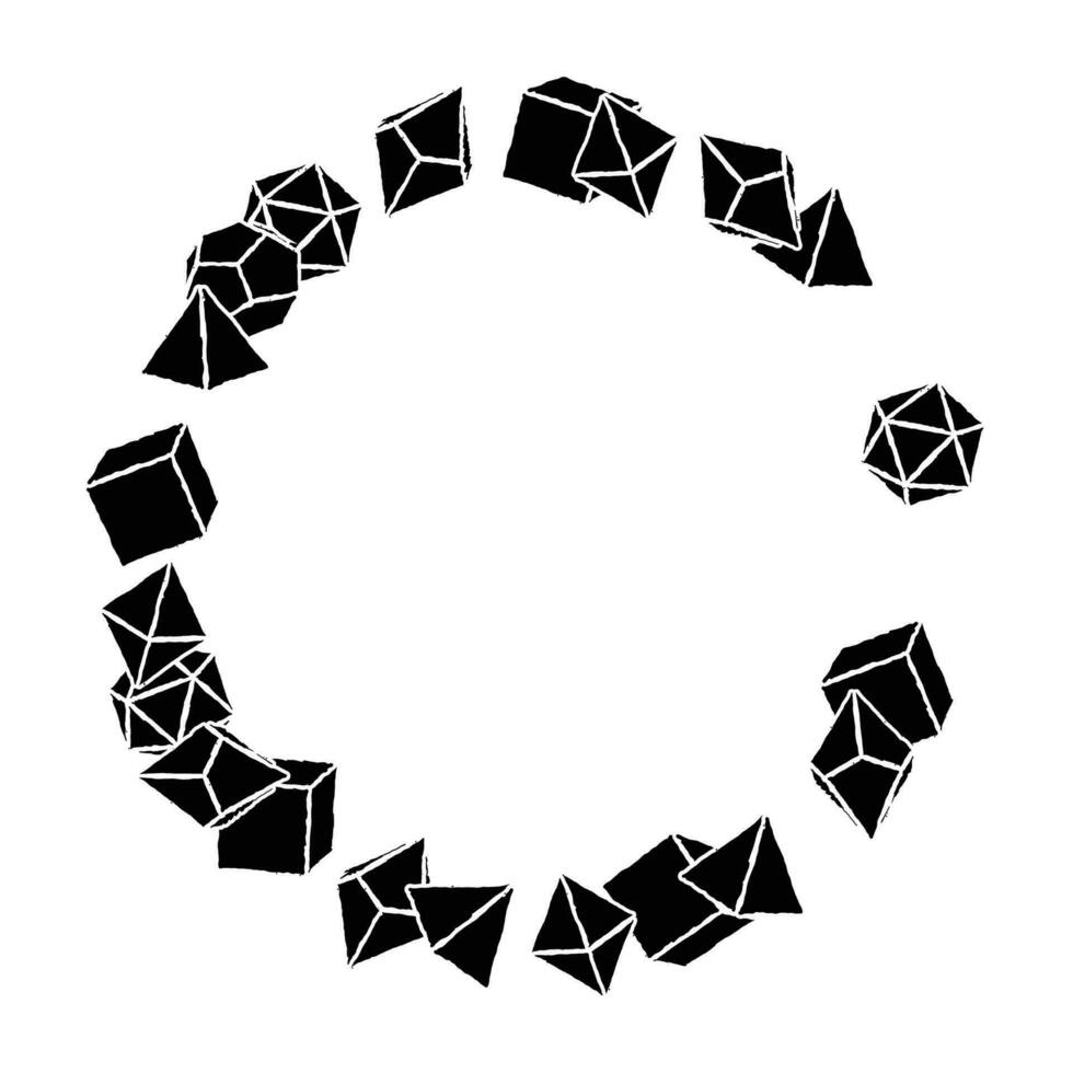 Black dice frame in round shape, hand drawn vector 23810085 Vector Art