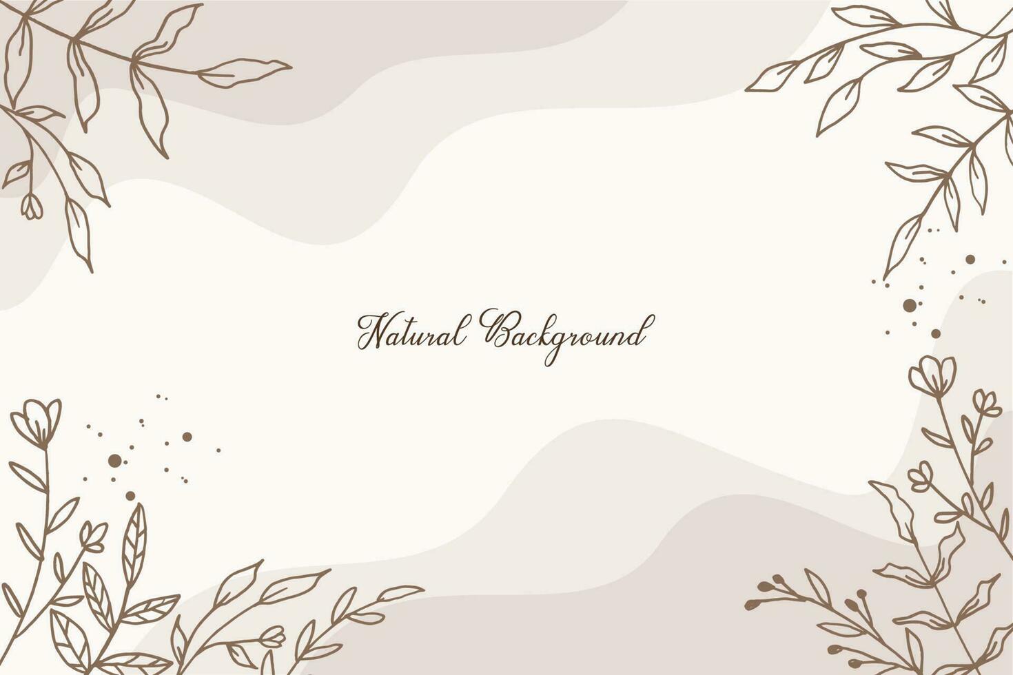 Rustic floral background with hand drawn leaves and flower border on pastel flat color for wedding invitation or engagement or greeting card vector