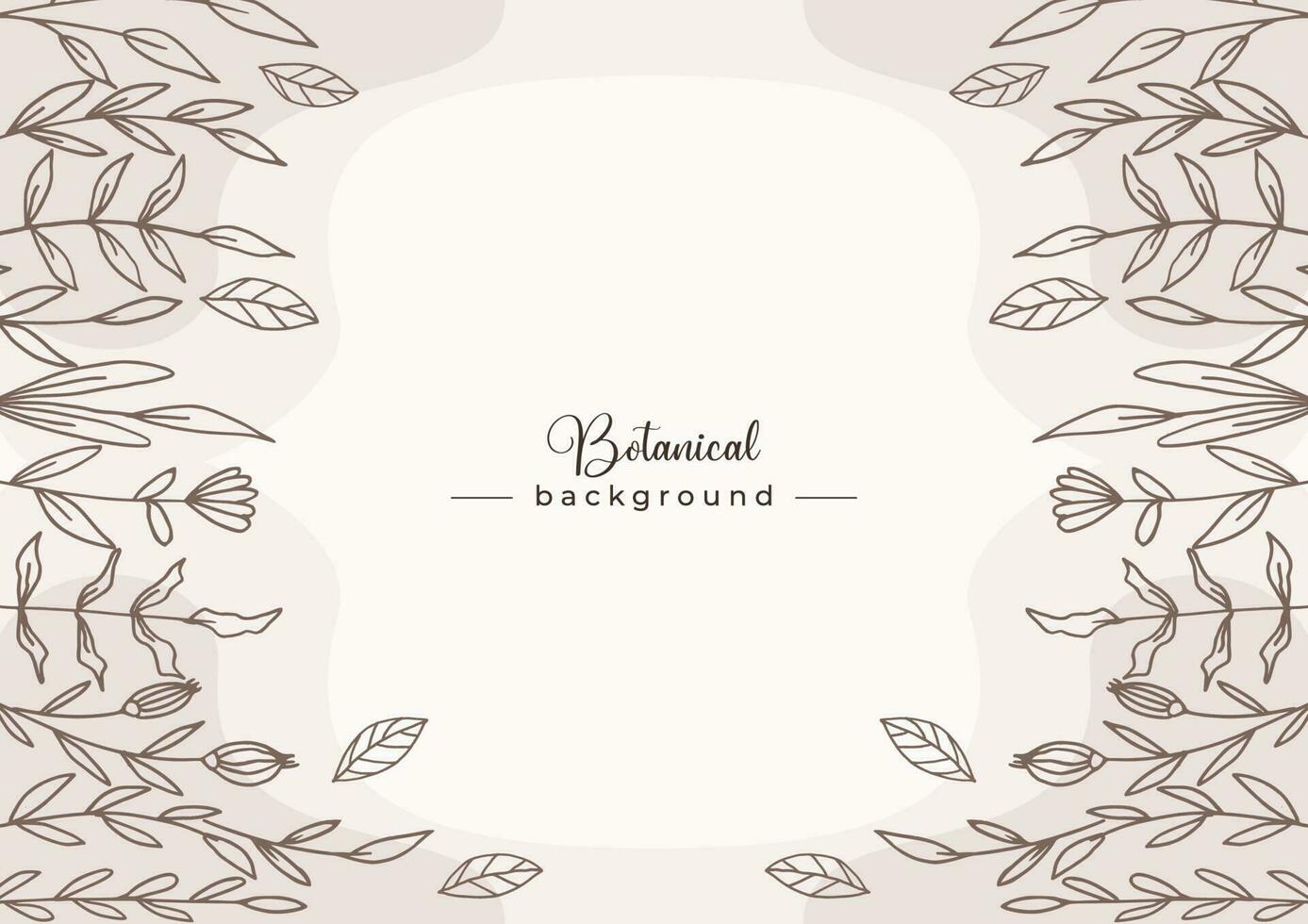 Rustic floral background with hand drawn leaves and flower border on pastel flat color for wedding invitation or engagement or greeting card vector