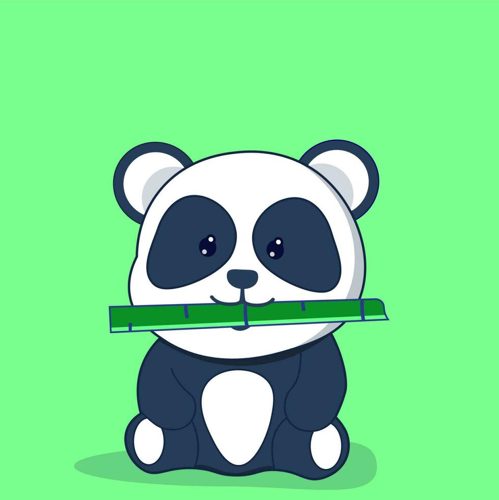 Cute panda eat bamboo vector