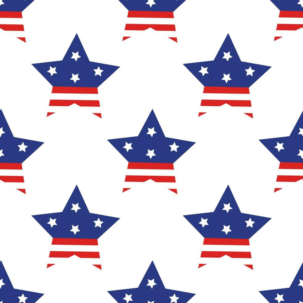 American flag star seamless vector pattern. USA symbol with stripes. Traditional national sign for July 4th, Independence Day. Freedom holiday. Flat cartoon background for posters, print, card, web