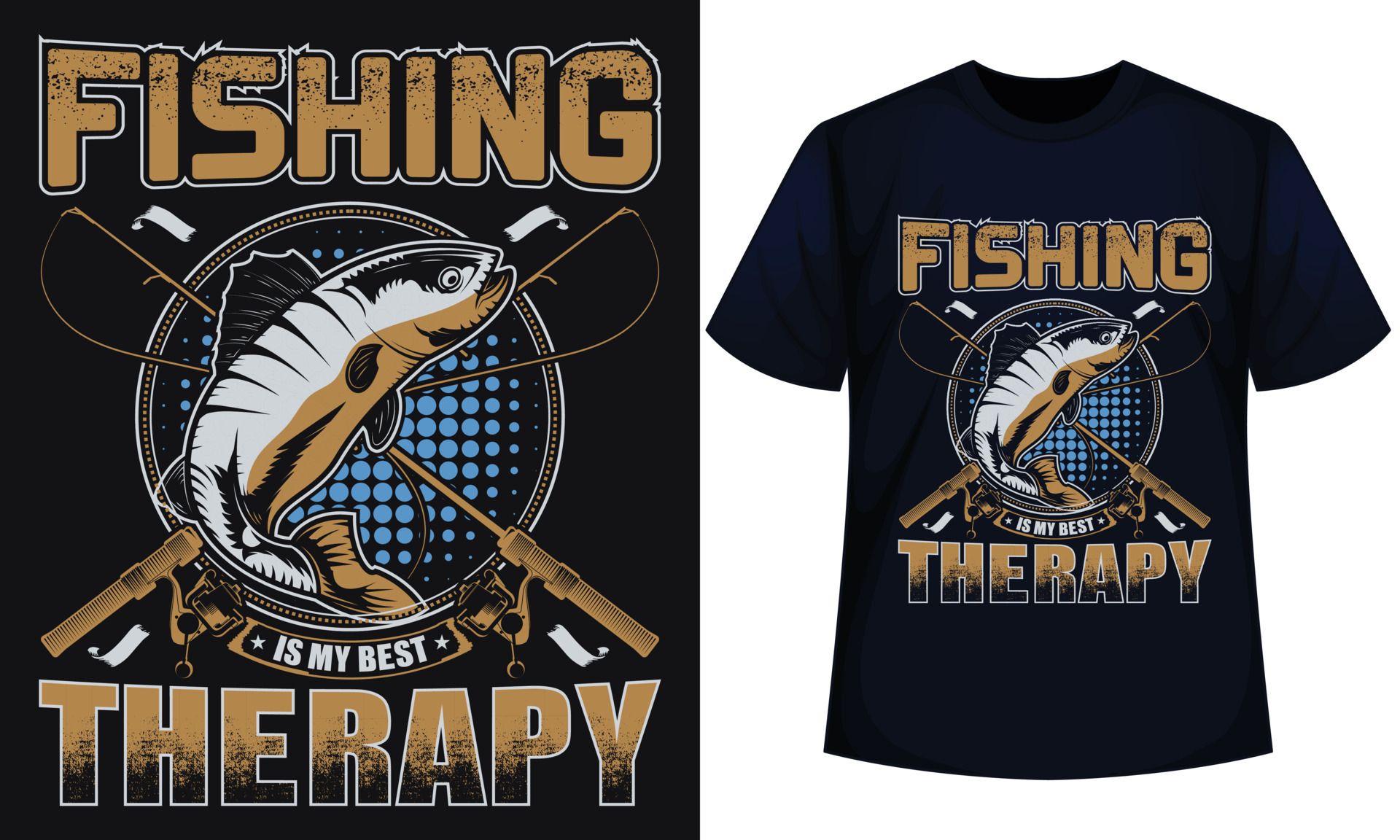 FISHING IS MY BEST THERAPY. fishing t-shirt design 23810207 Vector