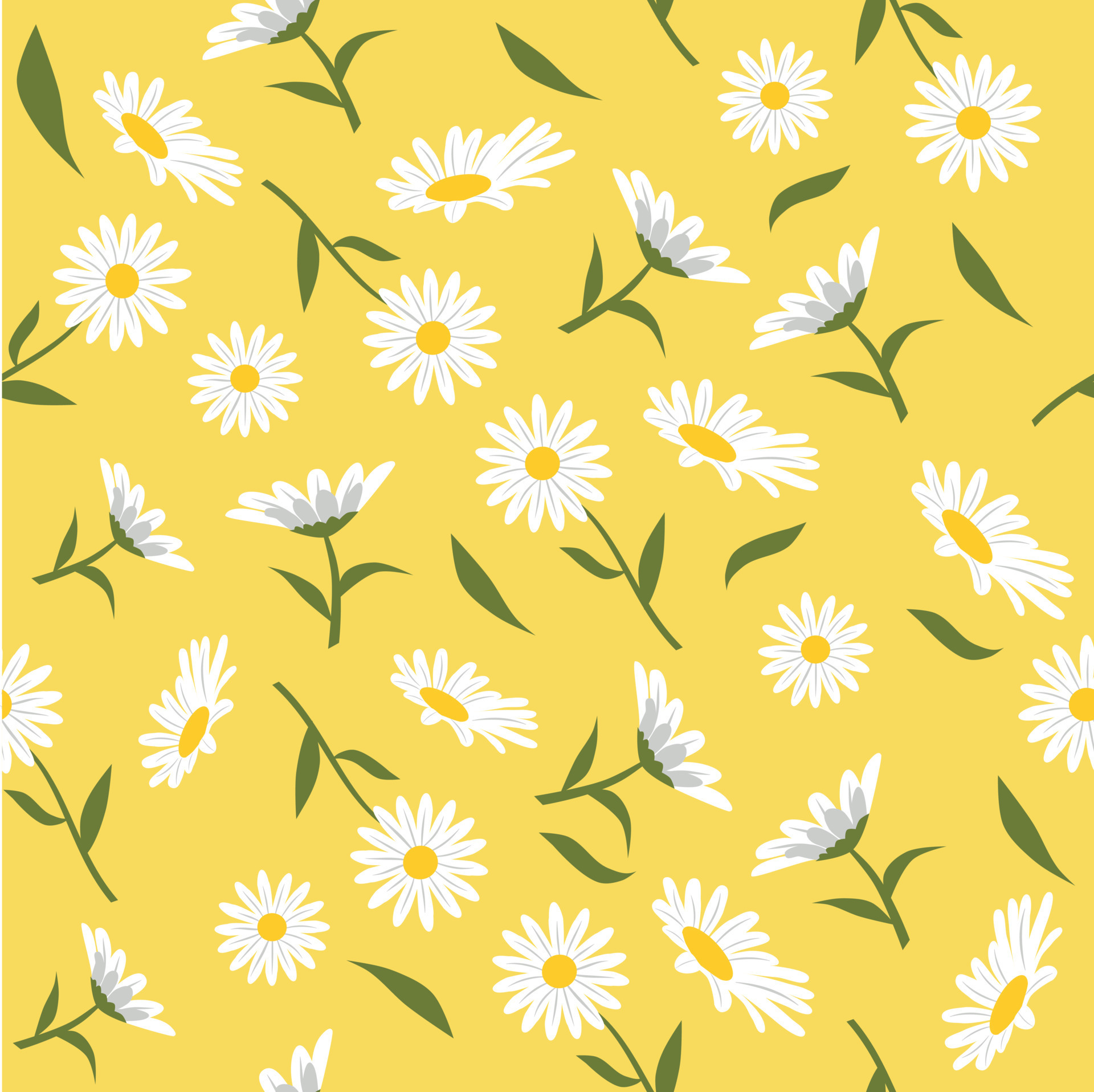 White Daisy flowers seamless pattern on yellow background 23810225