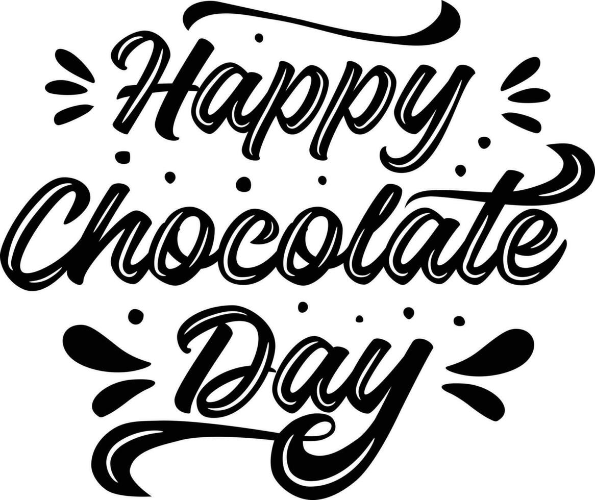 contento chocolate día mano letras vector ilustración aislado en blanco