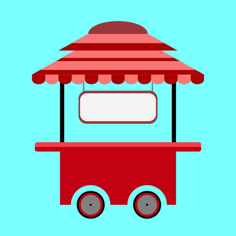 Food cart for merchant with sign shop, Trolley in flat vector illustration design