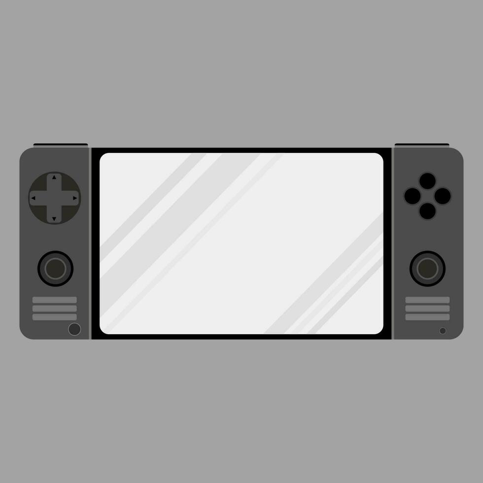 portátil amplio pantalla juego consola en negro y blanco plano vector ilustración