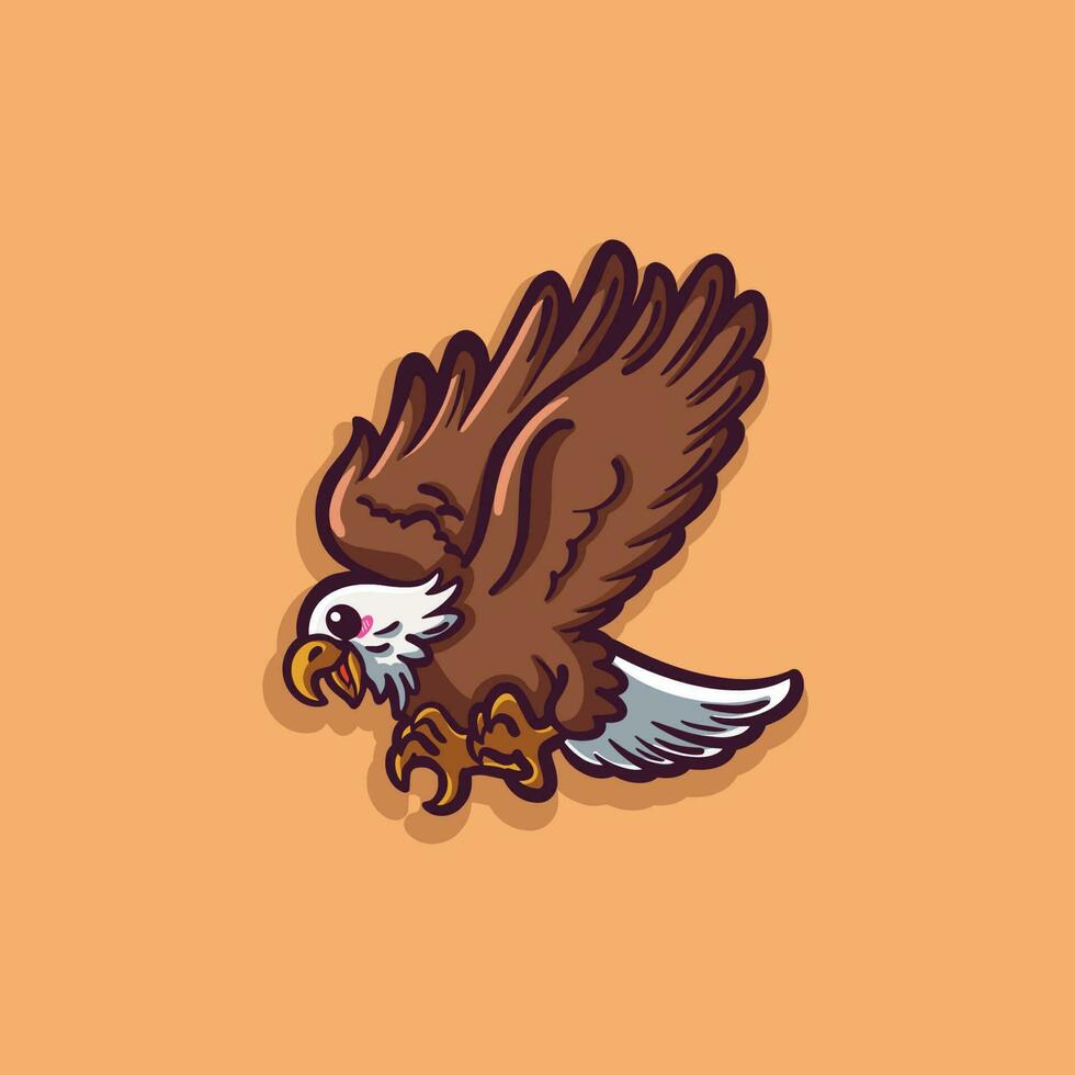 Cartoon eagle with a brown background vector