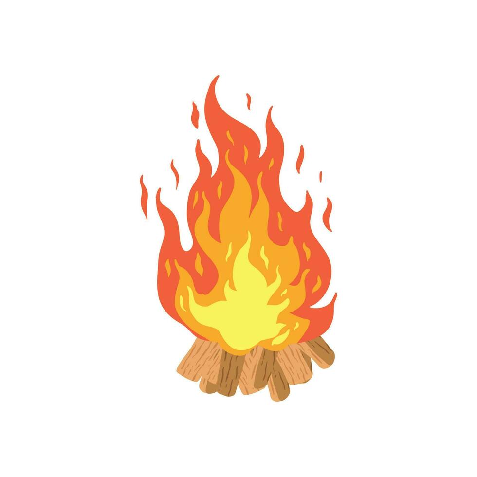Bonfire vector. Illustration campfire isolated on white background. vector