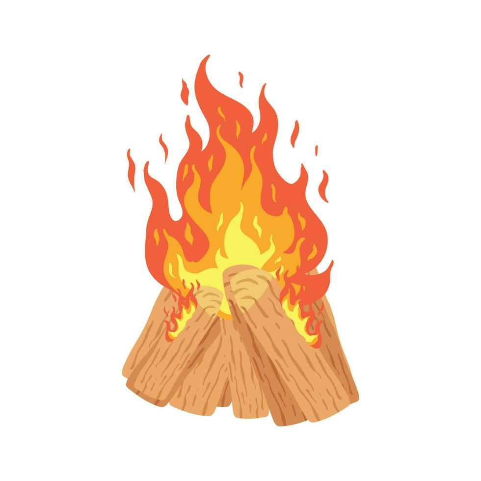 Bonfire vector. Illustration campfire isolated on white background. vector