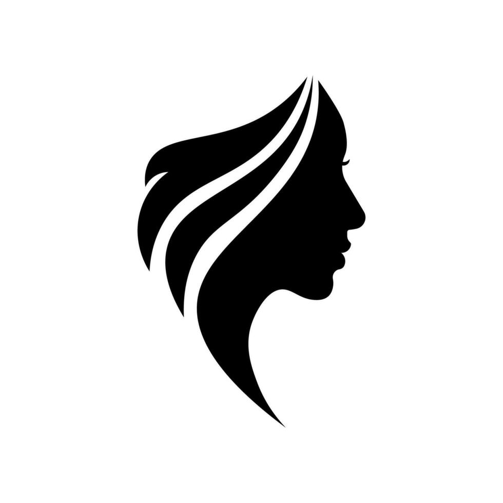 mujer cara lado ver logo vector