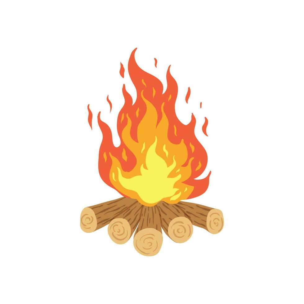 Bonfire vector. Illustration campfire isolated on white background. vector