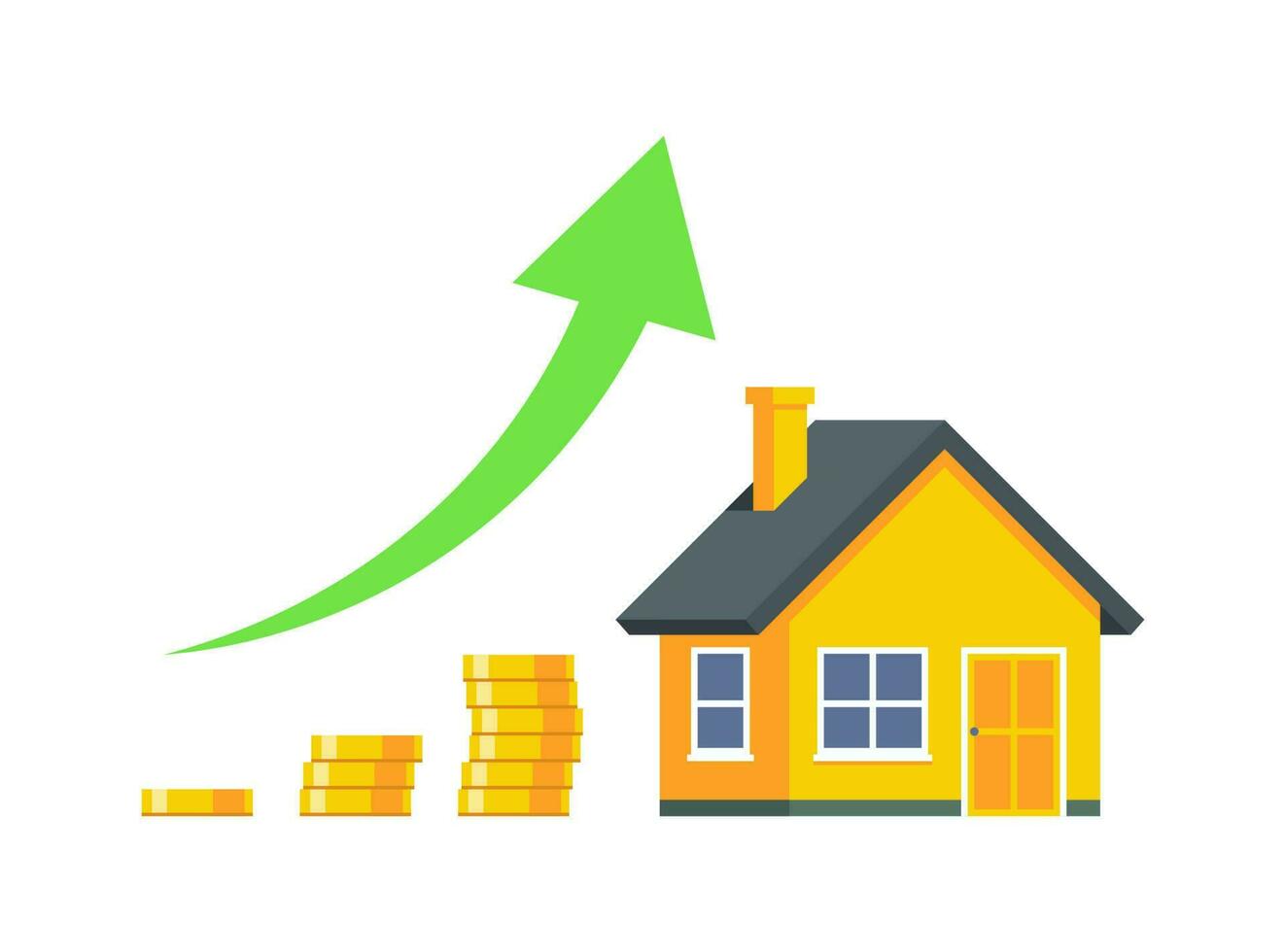 Housing price rising up vector
