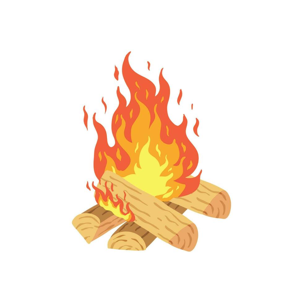 Bonfire vector. Illustration campfire isolated on white background. vector