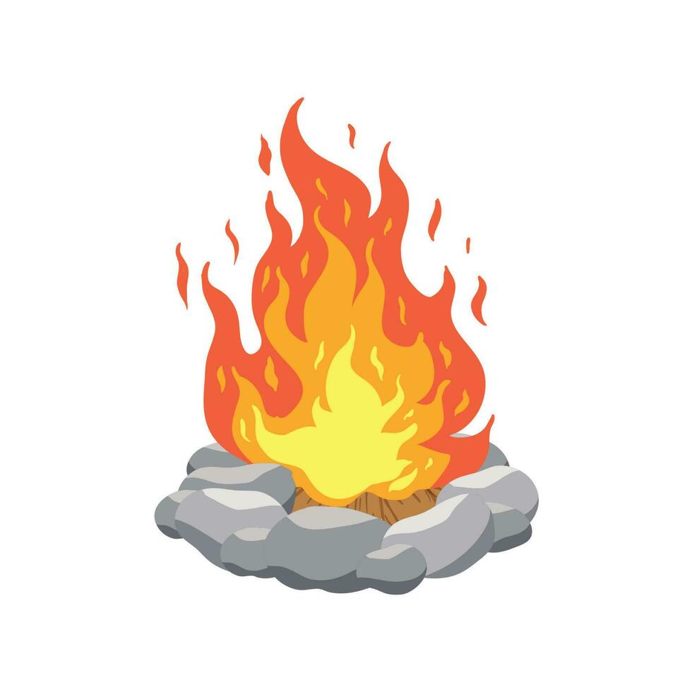 Bonfire vector. Illustration campfire isolated on white background. vector