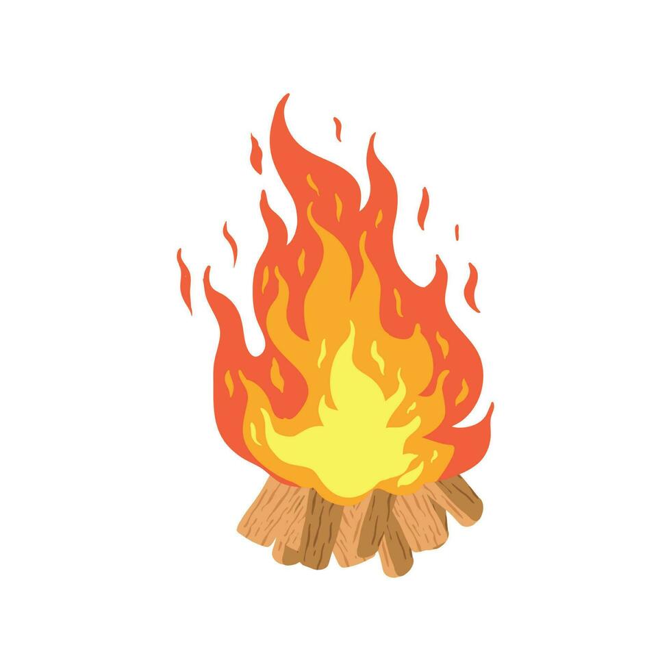 Bonfire vector. Illustration campfire isolated on white background. vector