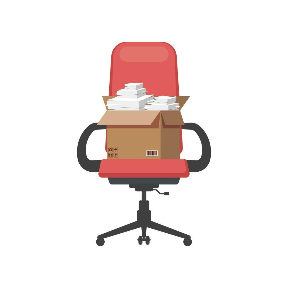 Office chair and pile of files vector