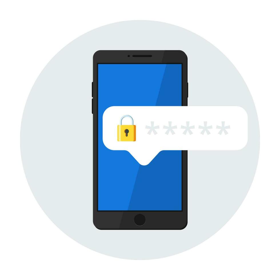 Phone with enter password code vector