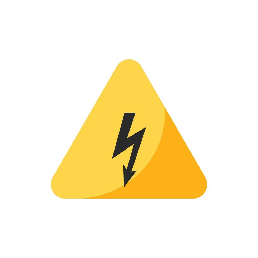 Yellow triangle high voltage sign vector