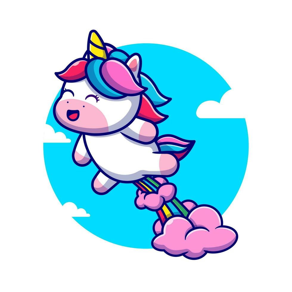 Cute Unicorn Poop Rainbow Cartoon Vector Icon Illustration.  Animal Nature Icon Concept Isolated Premium Vector. Flat  Cartoon Style