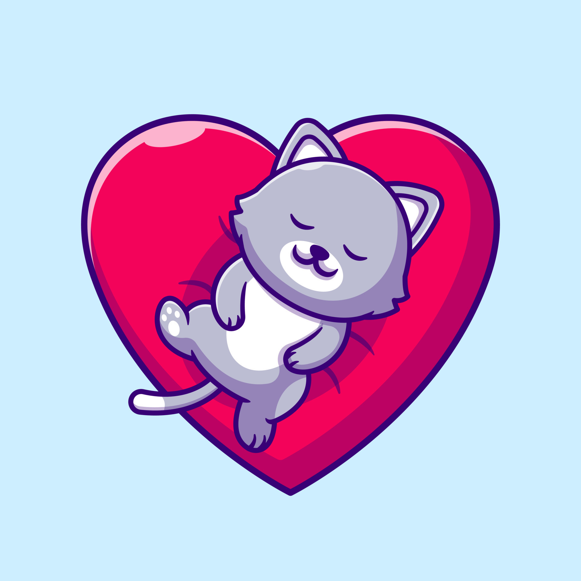 Cute Cat Sleeping On Love Pillow Cartoon Vector Icon Illustration ...