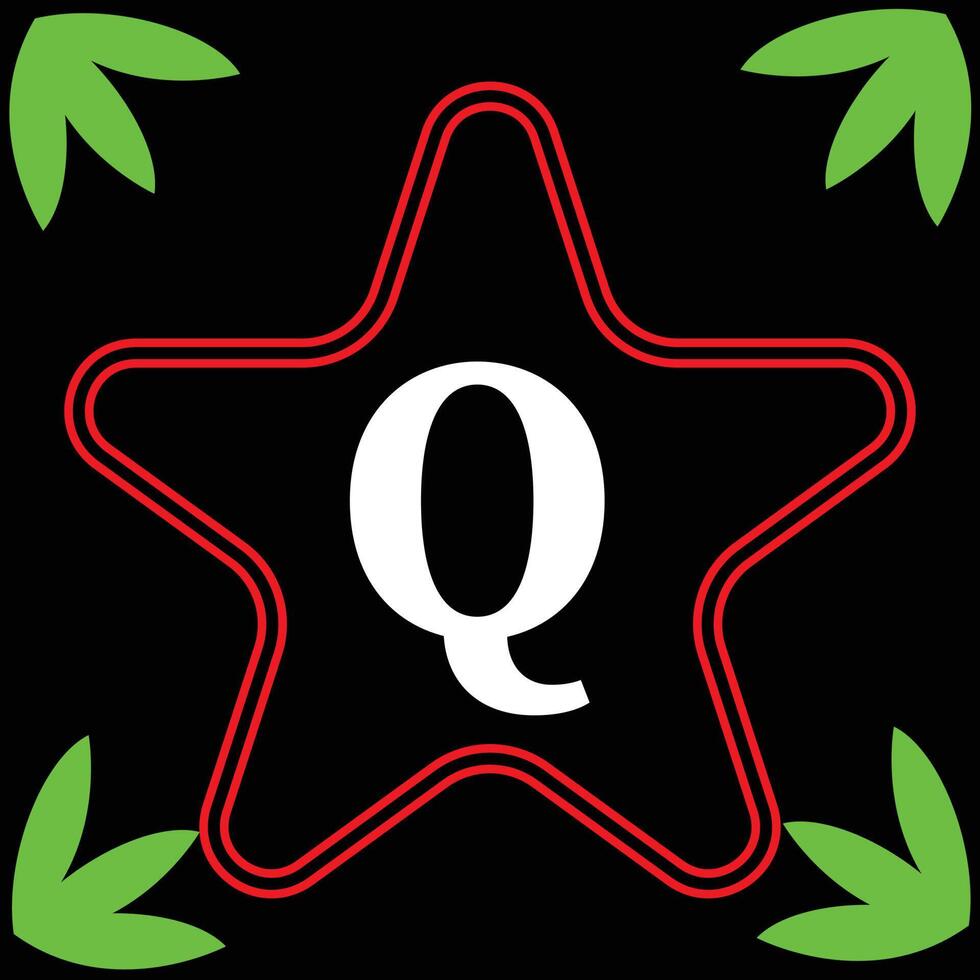 leafed and letter design Q vector