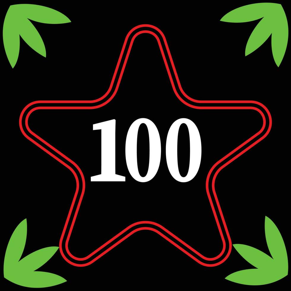 leafed and number design 100 vector