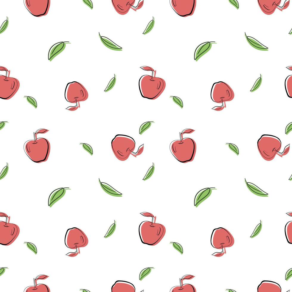 sin costura brillante blanco, rojo, verde modelo con Fresco delicioso manzanas para tela, dibujo etiquetas, impresión en camiseta, fondo de pantalla de para niños habitación, Fruta antecedentes. vector