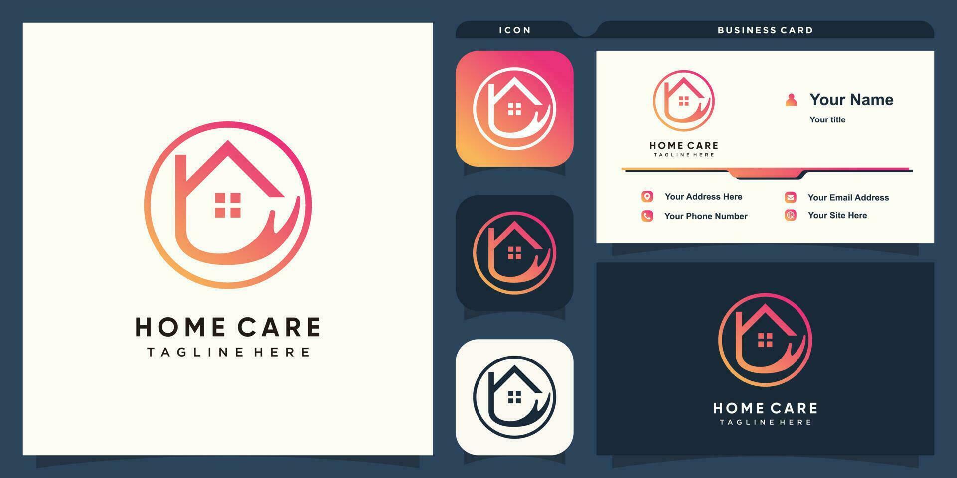 Home care logo with creative concept design and business card template vector