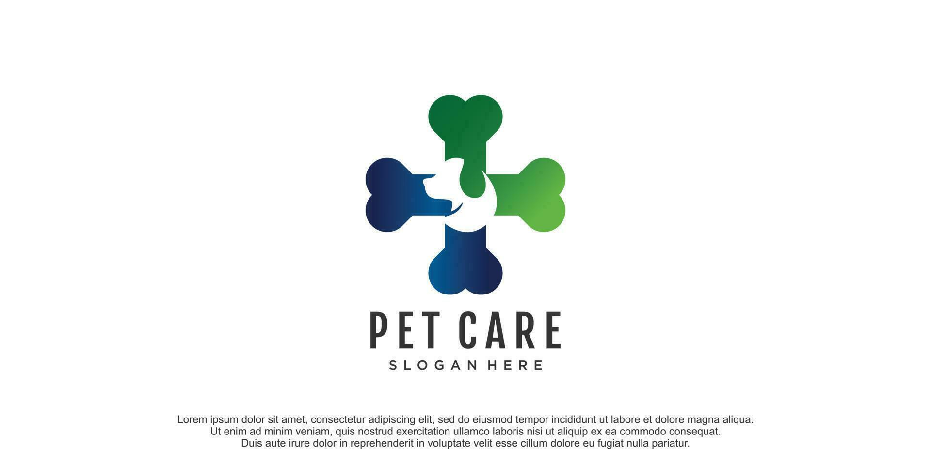 Pet care logo with dog silhouette symbol for store veterinary clinic hospital vector