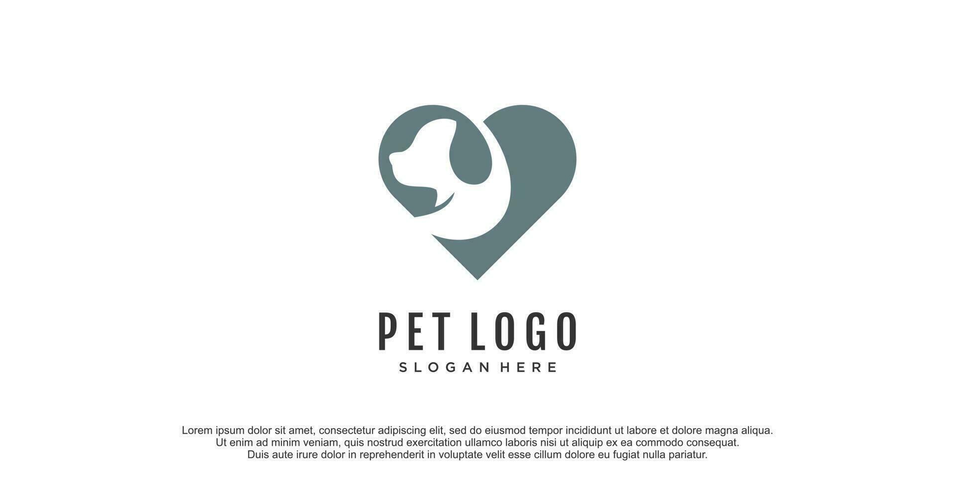 mascota cuidado logo con perro y gato silueta símbolo icono vector ilustración