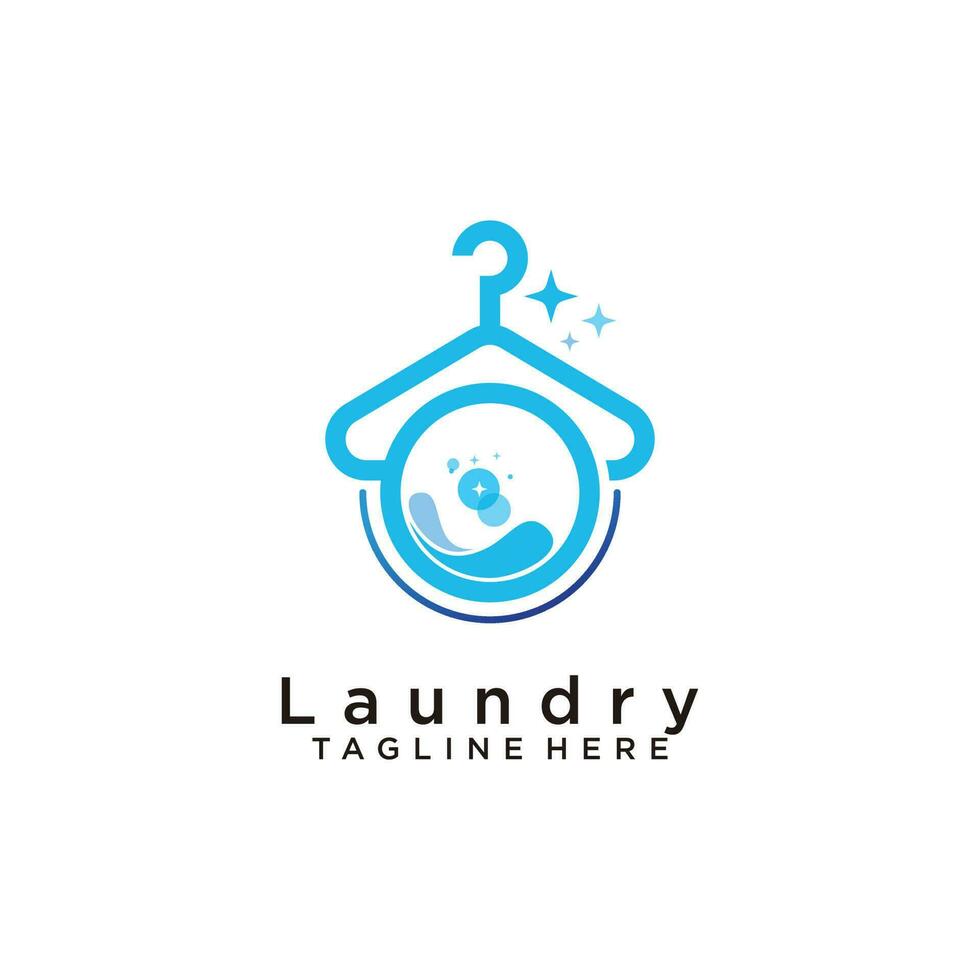 Laundry logo with creative concept design premium vector