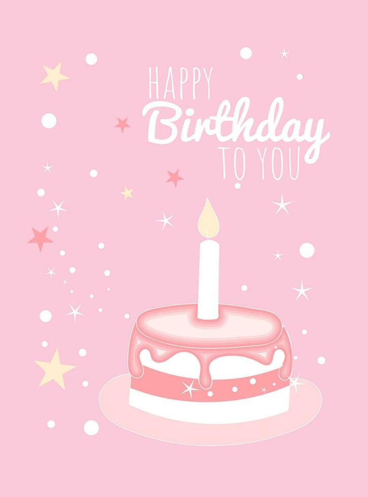 Happy Birthday Card in Pink Colors vector