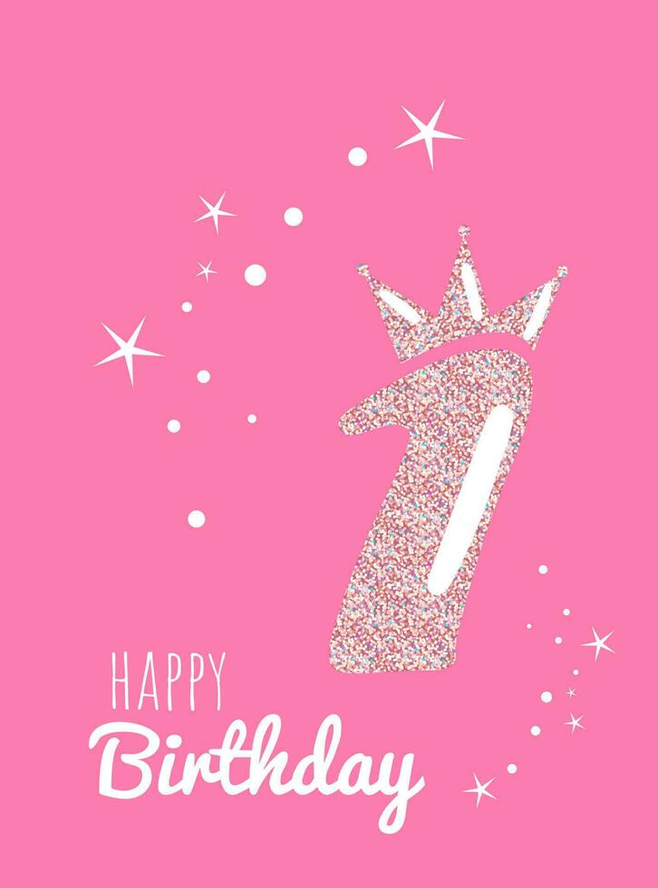 Anniversary Card with Glitter Pattern in Pink Colors vector