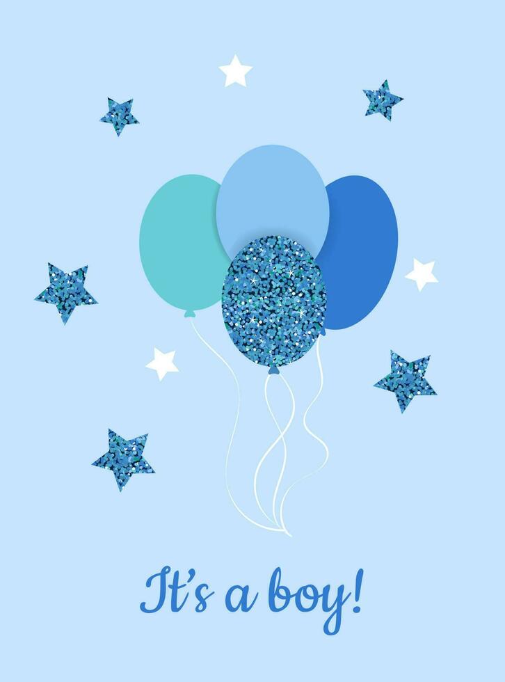 Baby Shower Invitation in Blue Color vector