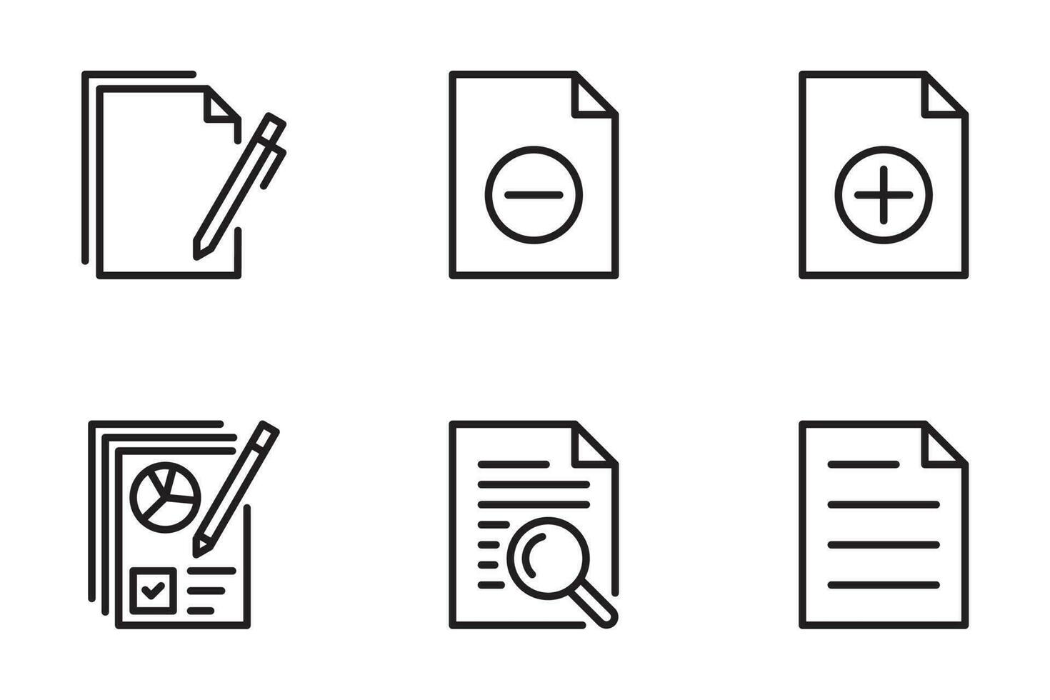 set of document line icons. notepad icons set. note, form, clipboard, sheet, write,, list, survey, schedule, planner vector