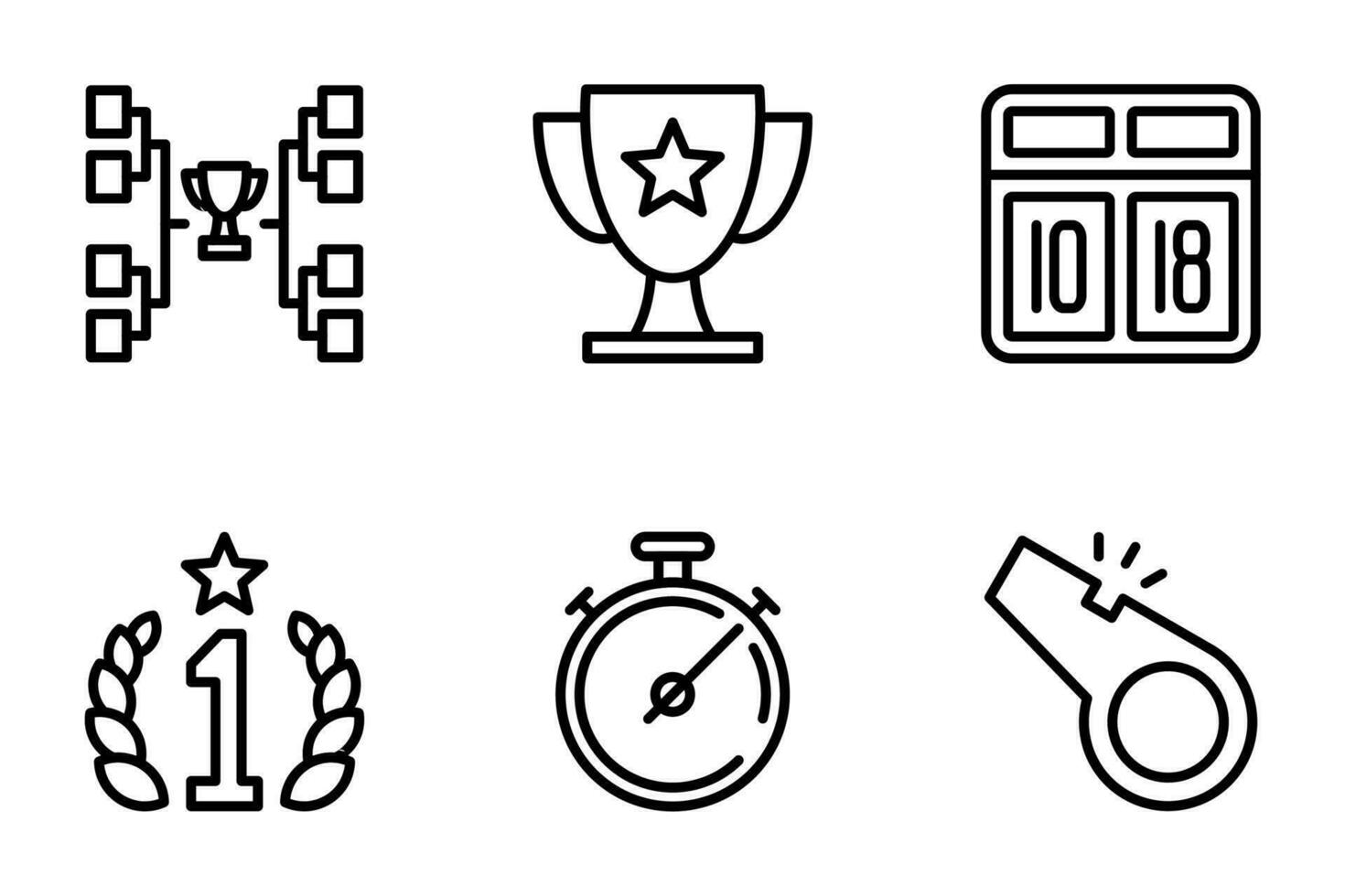 Sports competition line icons set vector