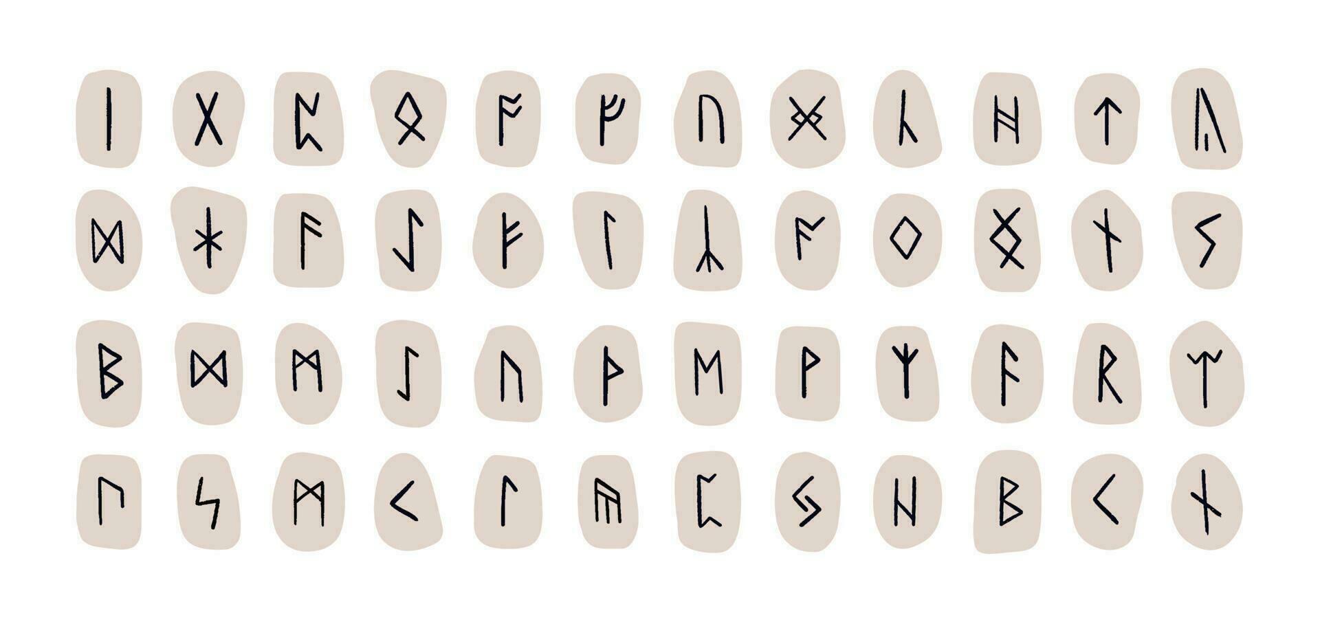 Set of hand drawn abstract runes. Doodle stones with runes isolated on white background. vector