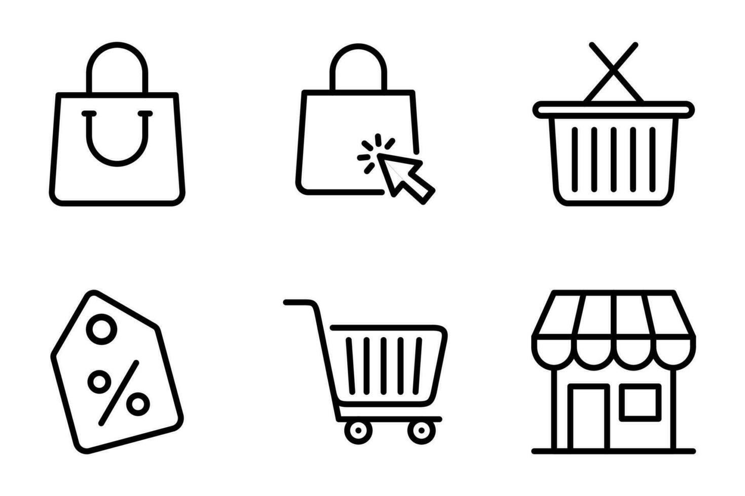 set of icons for online shopping. coupon, selling, checkout, e-commerce, price, purchase, discount, payment, tag vector