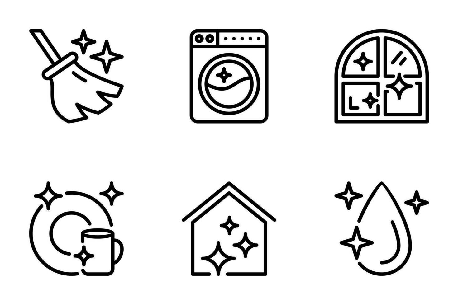 set of cleaning line icons set. wash, stroke, dust, hygiene, outline, cloth vector