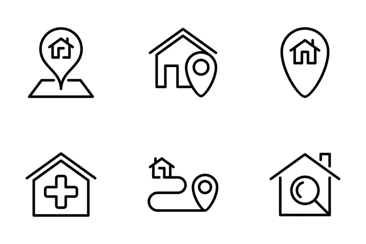 conjunto de casa línea iconos propiedad, real bienes, hipoteca, residencia, servicios, venta, préstamo, alquilar, vecindario, buscando, alojamiento vector