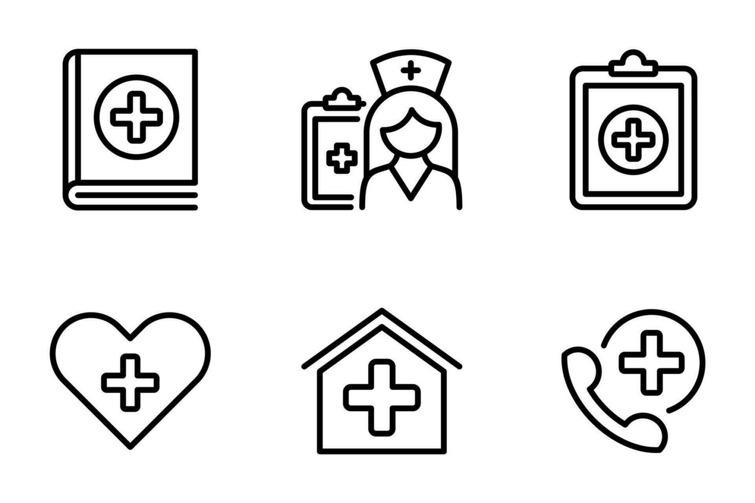 health icons set. set of medical line icons. nurse, hospital, icon set, health care,, insurance, pharmacy vector