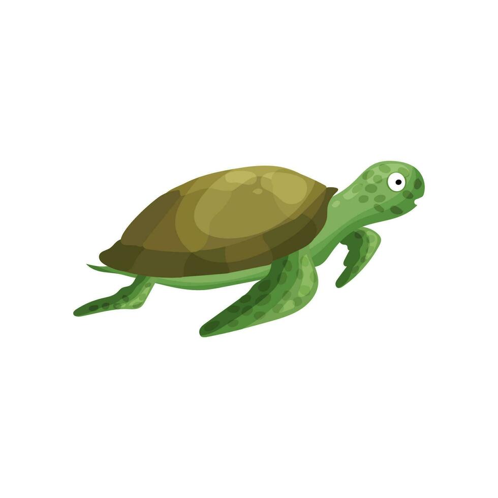 Cute cartoon sea turtle isolated on a white background. Marine animales. vector
