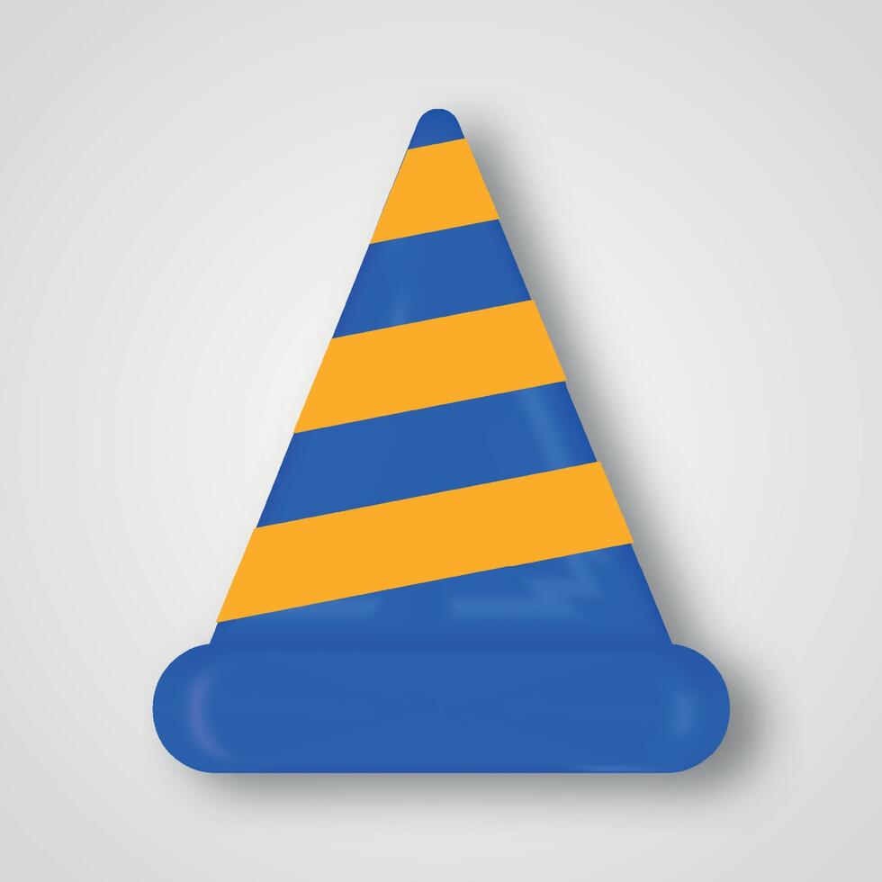traffic sign cone 3D icon cartoon style vector