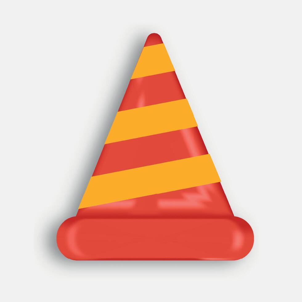 traffic sign cone 3D icon cartoon style vector