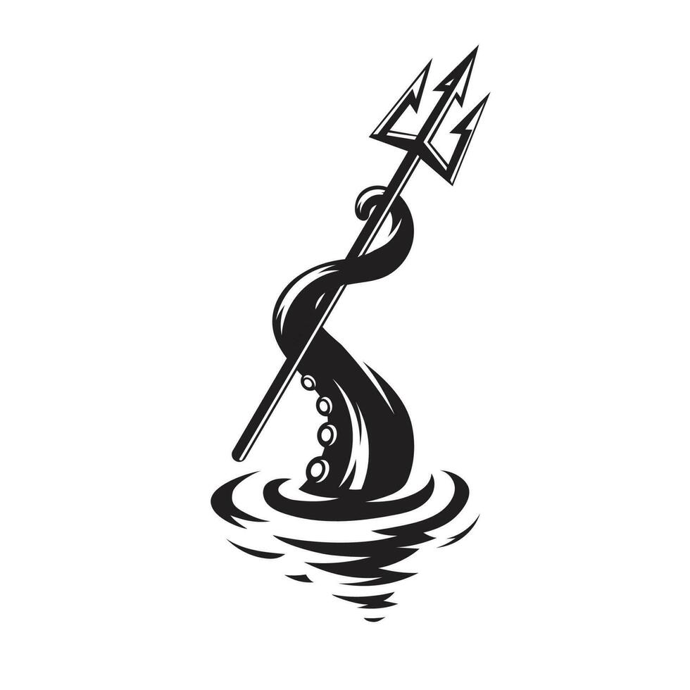 Tentacle and trident vector illustration