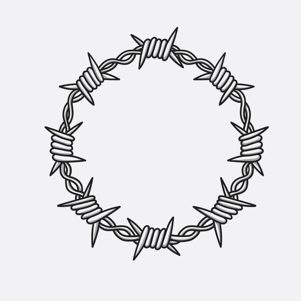 Barbed wire circle graphic sign vector