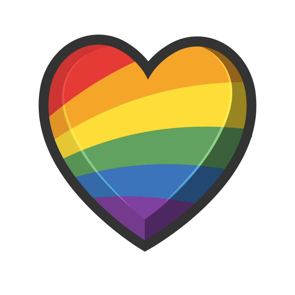lgbt arco iris bandera en corazón forma. diversidad representación símbolo. vector