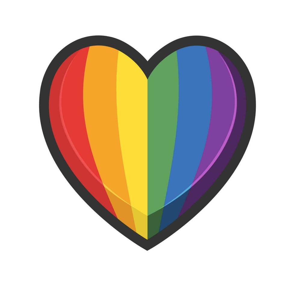 Lgbt rainbow flag in heart shape. Diversity representation symbol. vector