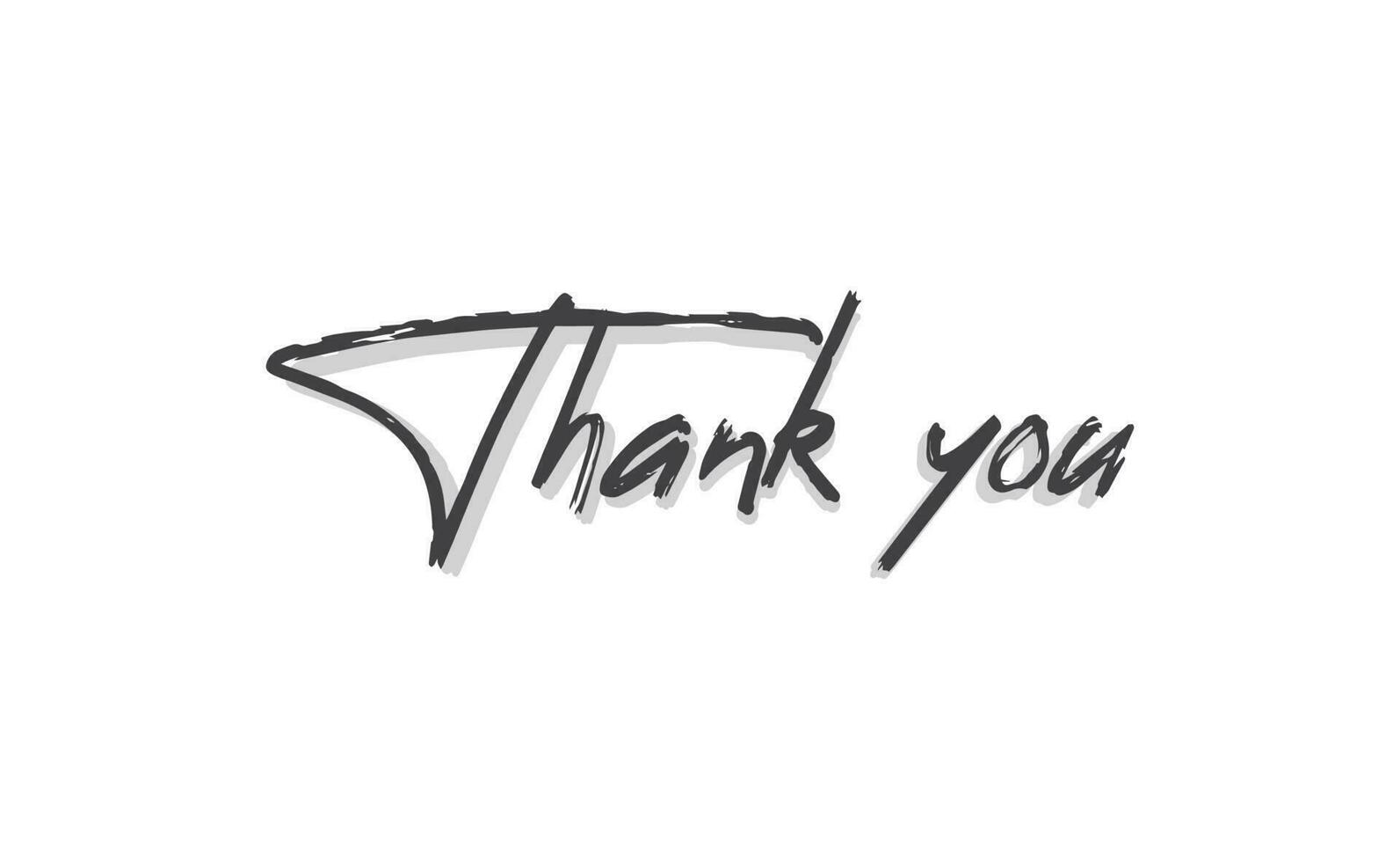 Thank you lettering text with drop shadow. Hand drawn style thanking message. Cursive calligraphic vector. vector